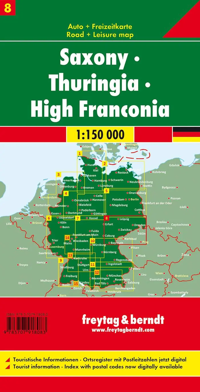 Rückseite: 9783707918083 | freytag &amp; berndt Straßenkarte Sachsen - Thüringen - Hochfranken...