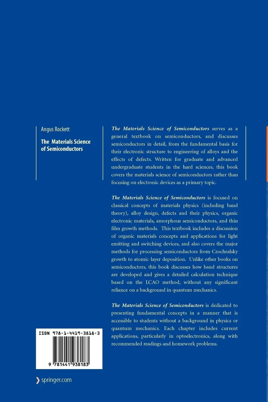 Rückseite: 9781441938183 | The Materials Science of Semiconductors | Angus Rockett | Taschenbuch