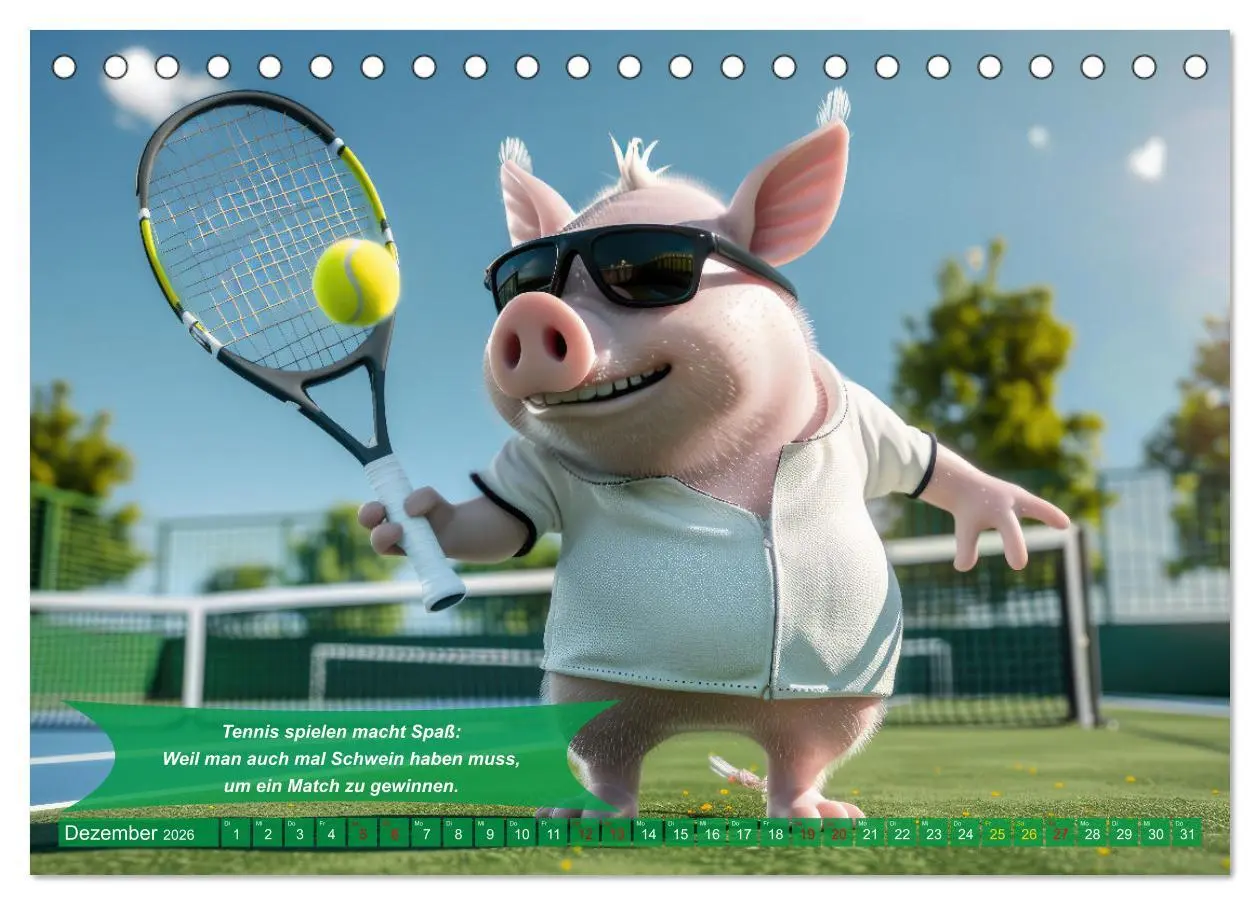 Bild: 9783457368183 | Der tierisch lustige Tennis-Kalender (Tischkalender 2026 DIN A5...