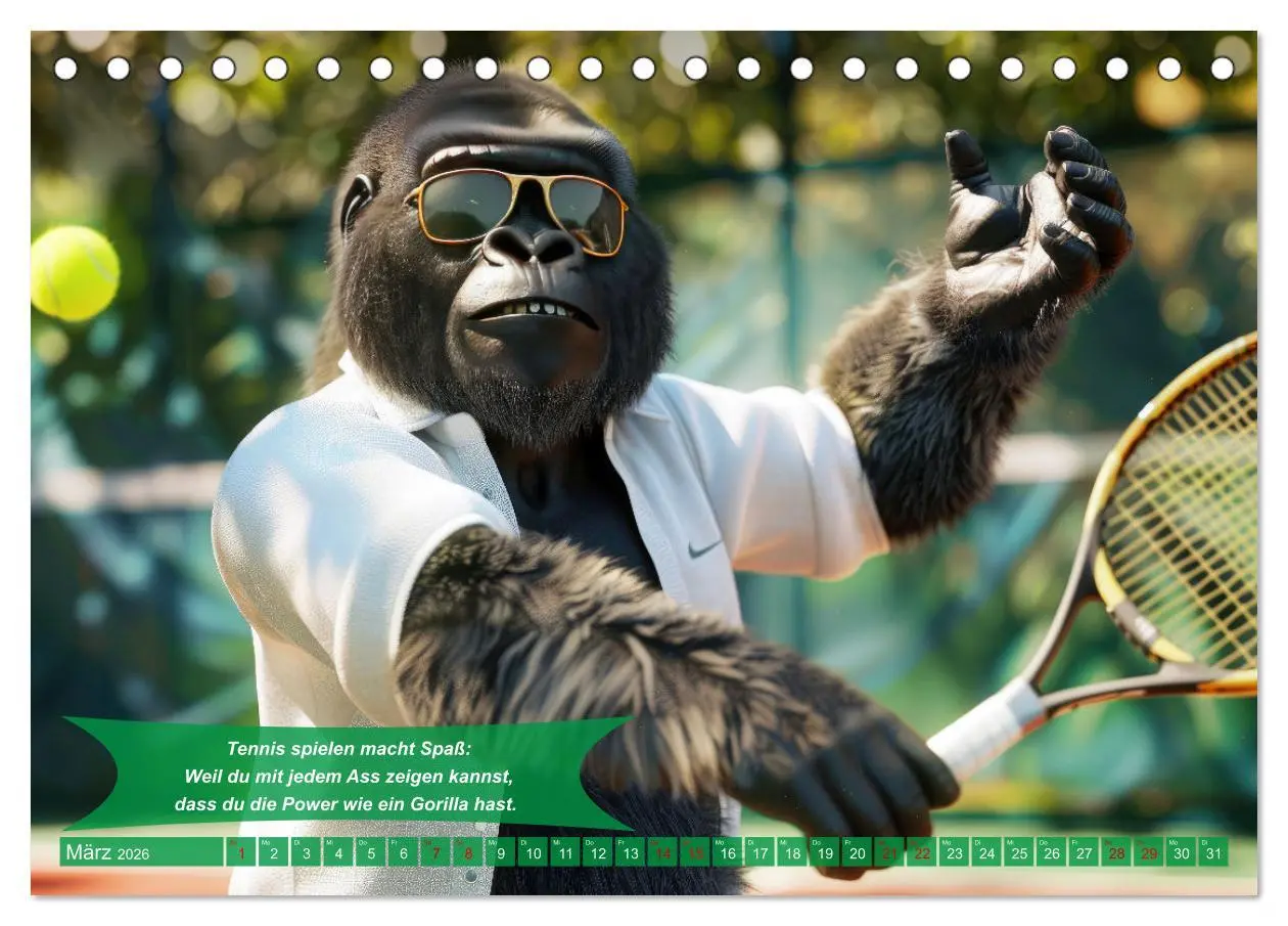 Bild: 9783457368183 | Der tierisch lustige Tennis-Kalender (Tischkalender 2026 DIN A5...