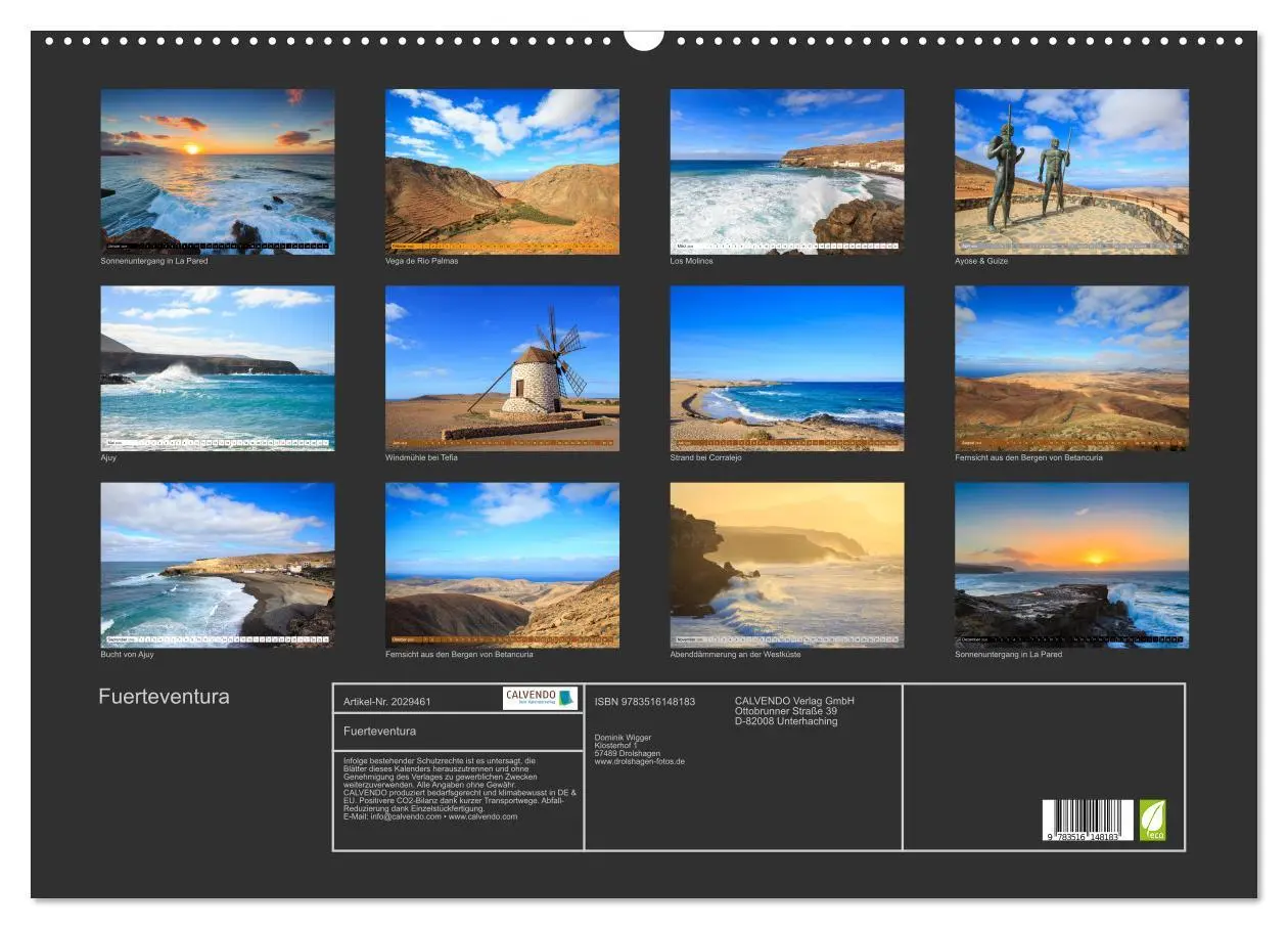 Bild: 9783516148183 | Fuerteventura (Wandkalender 2026 DIN A2 quer), CALVENDO Monatskalender