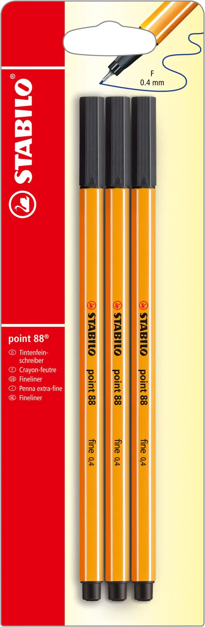 Cover: 4006381148283 | STABILO Fineliner point 88 schwarz 3er Set | STABILO Point 88 3er