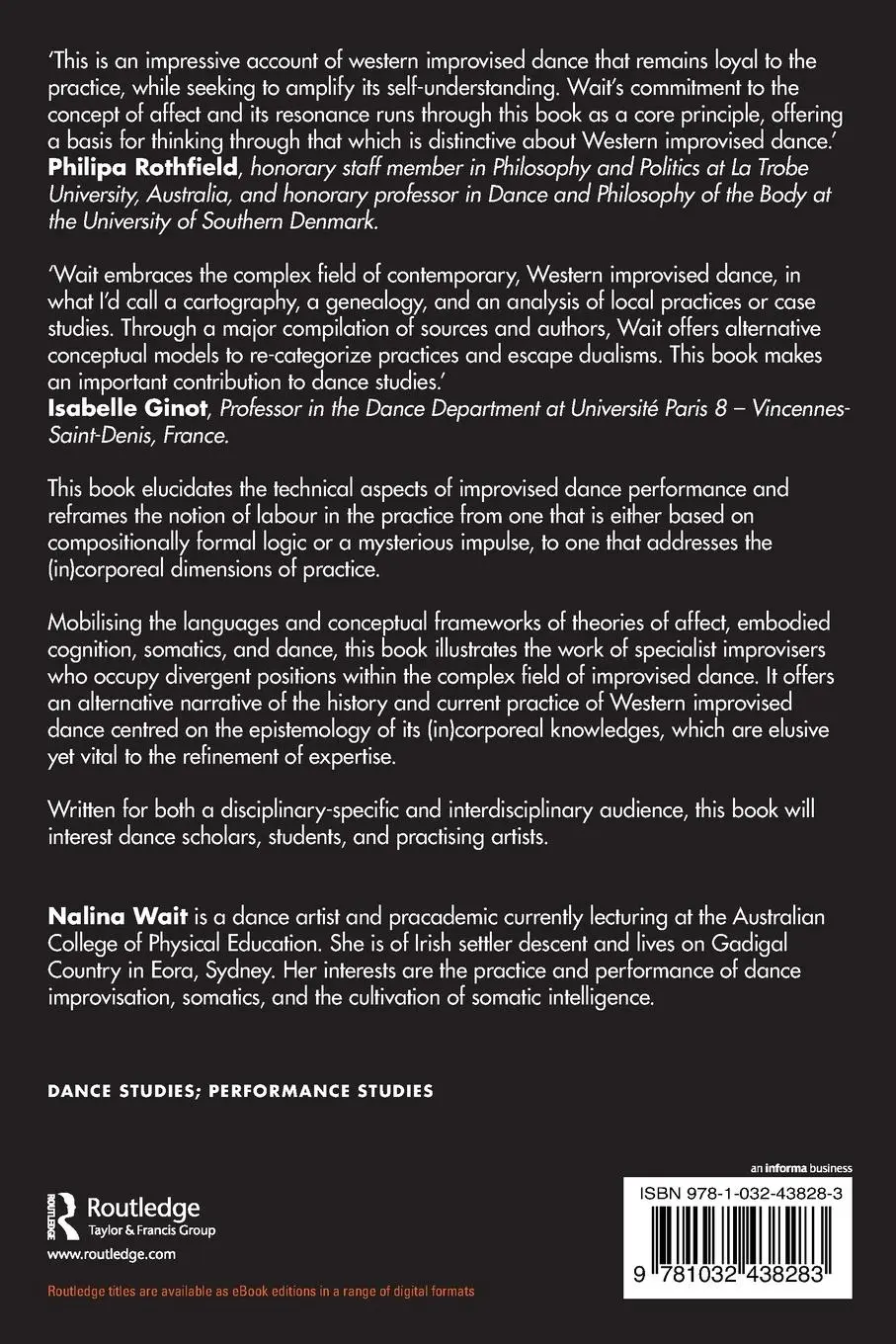 Rückseite: 9781032438283 | Improvised Dance | (In)Corporeal Knowledges | Nalina Wait | Buch