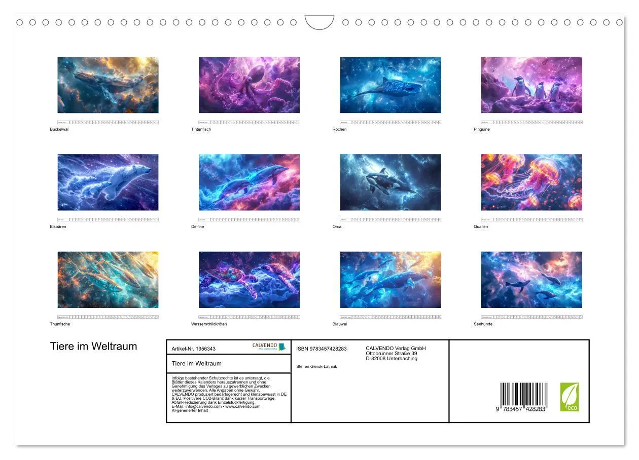 Bild: 9783457428283 | Tiere im Weltraum (Wandkalender 2026 DIN A3 quer), CALVENDO...