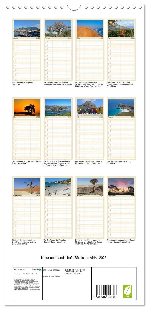 Bild: 9783516508383 | Familienplaner 2026 - Natur und Landschaft. Südliches Afrika 2026...