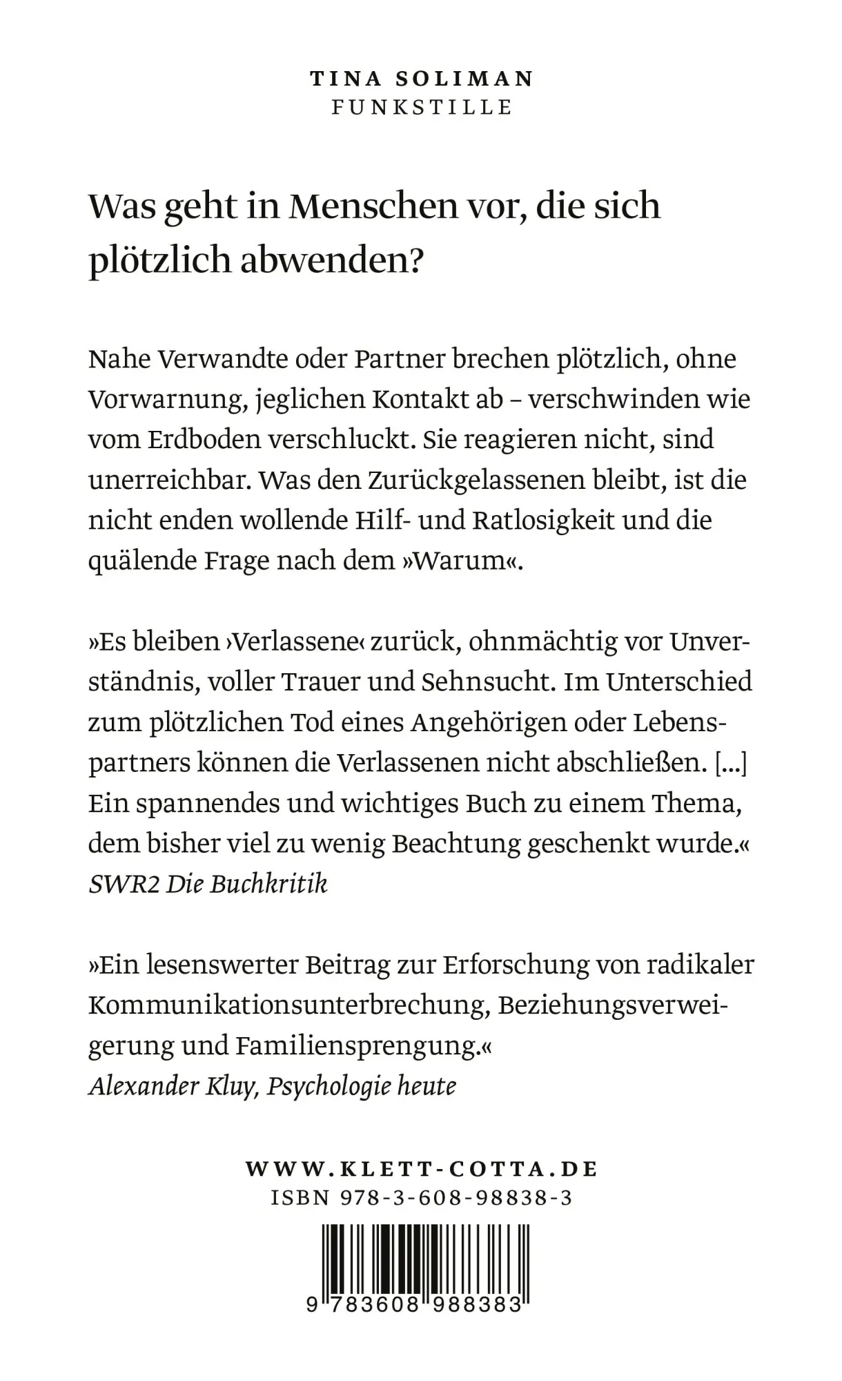 Rückseite: 9783608988383 | Funkstille | Tina Soliman | Taschenbuch | 196 S. | Deutsch | 2024