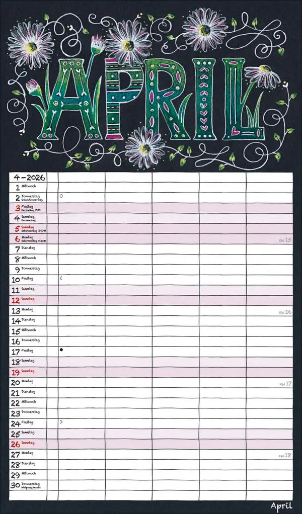 Bild: 9783731888383 | Lovely Chalk Timer 2026 | Verlag Korsch | Kalender | 14 S. | Deutsch