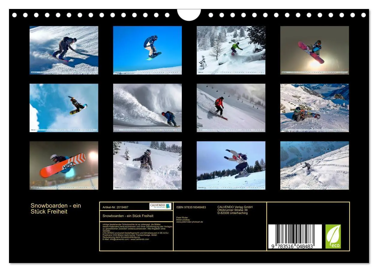 Bild: 9783516048483 | Snowboarden - ein Stück Freiheit (Wandkalender 2026 DIN A4 quer),...