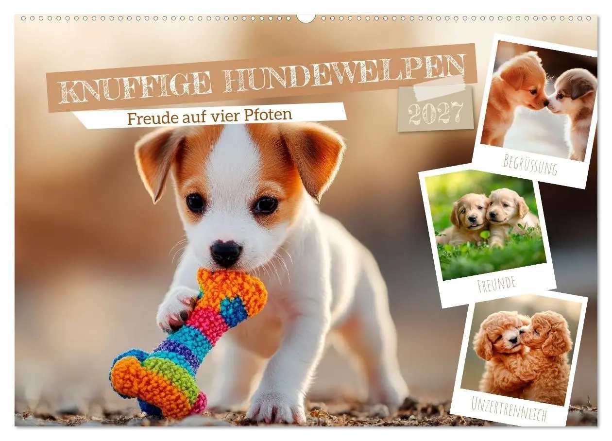 Cover: 9783594268483 | Knuffige Hundewelpen - Freude auf vier Pfoten (Wandkalender 2027...