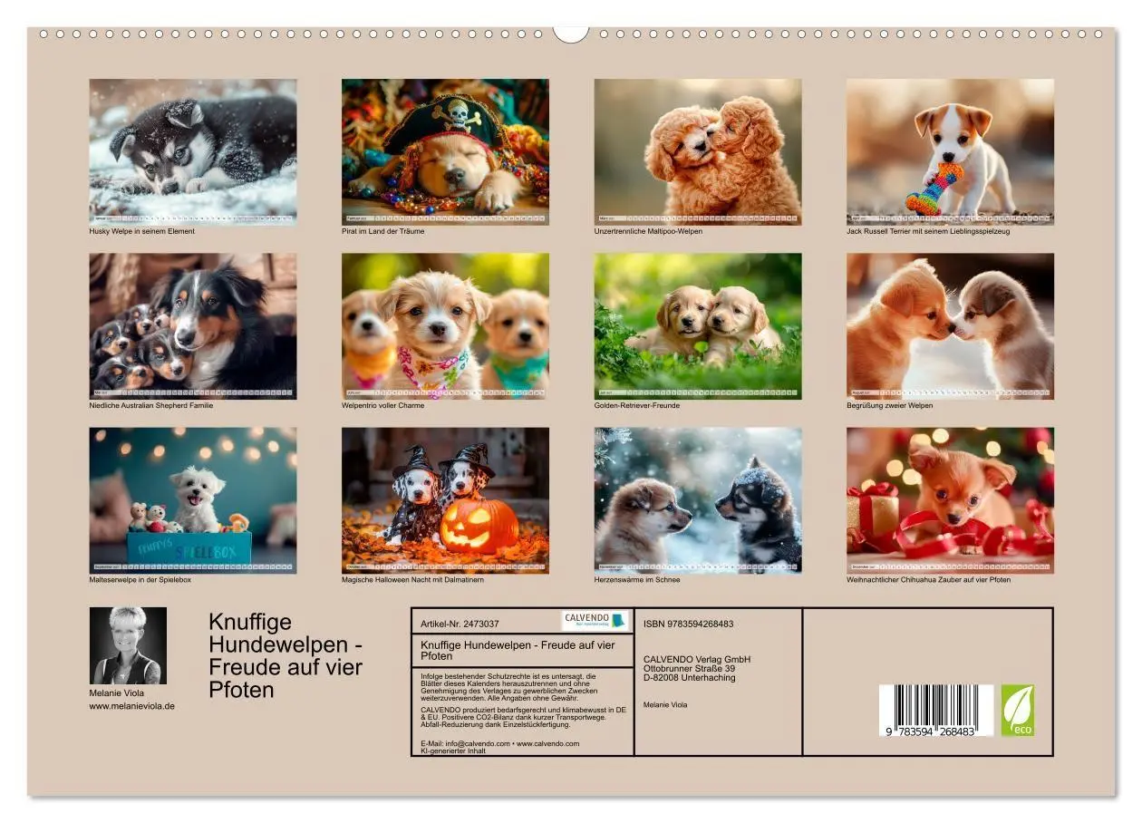 Bild: 9783594268483 | Knuffige Hundewelpen - Freude auf vier Pfoten (Wandkalender 2027...