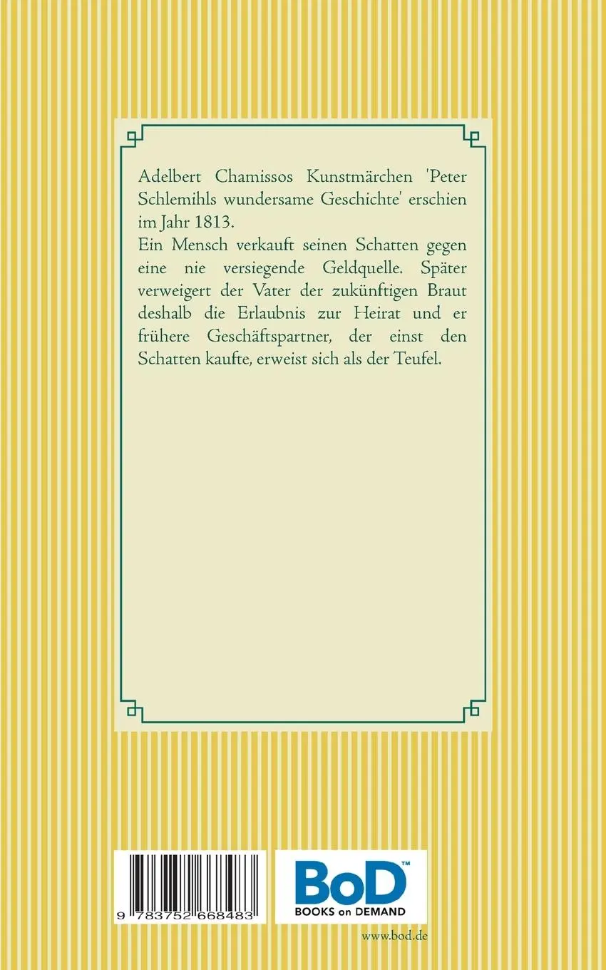Rückseite: 9783752668483 | Peter Schlemihls wundersame Geschichte | Band 138 | Chamisso | Buch