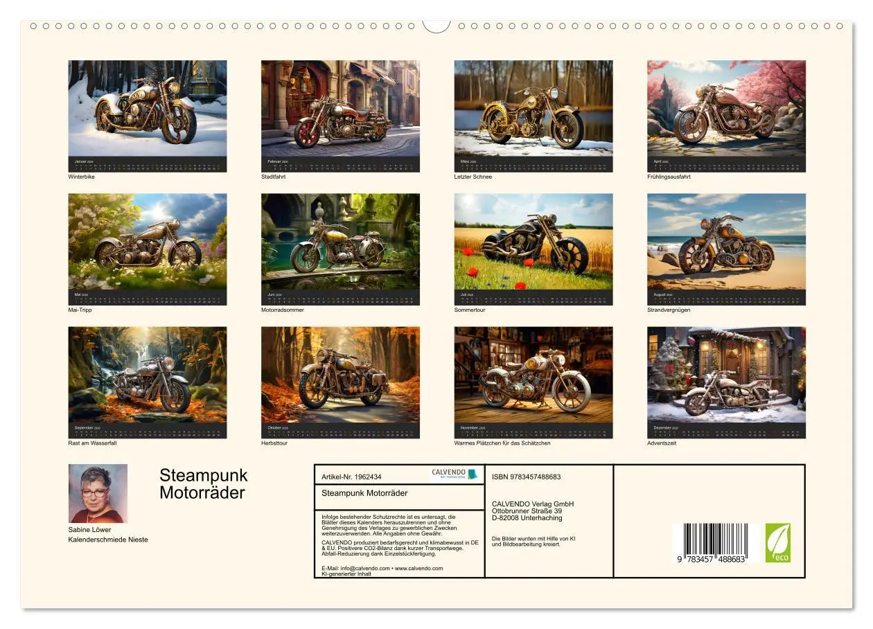 Bild: 9783457488683 | Steampunk Motorräder (hochwertiger Premium Wandkalender 2026 DIN A2...