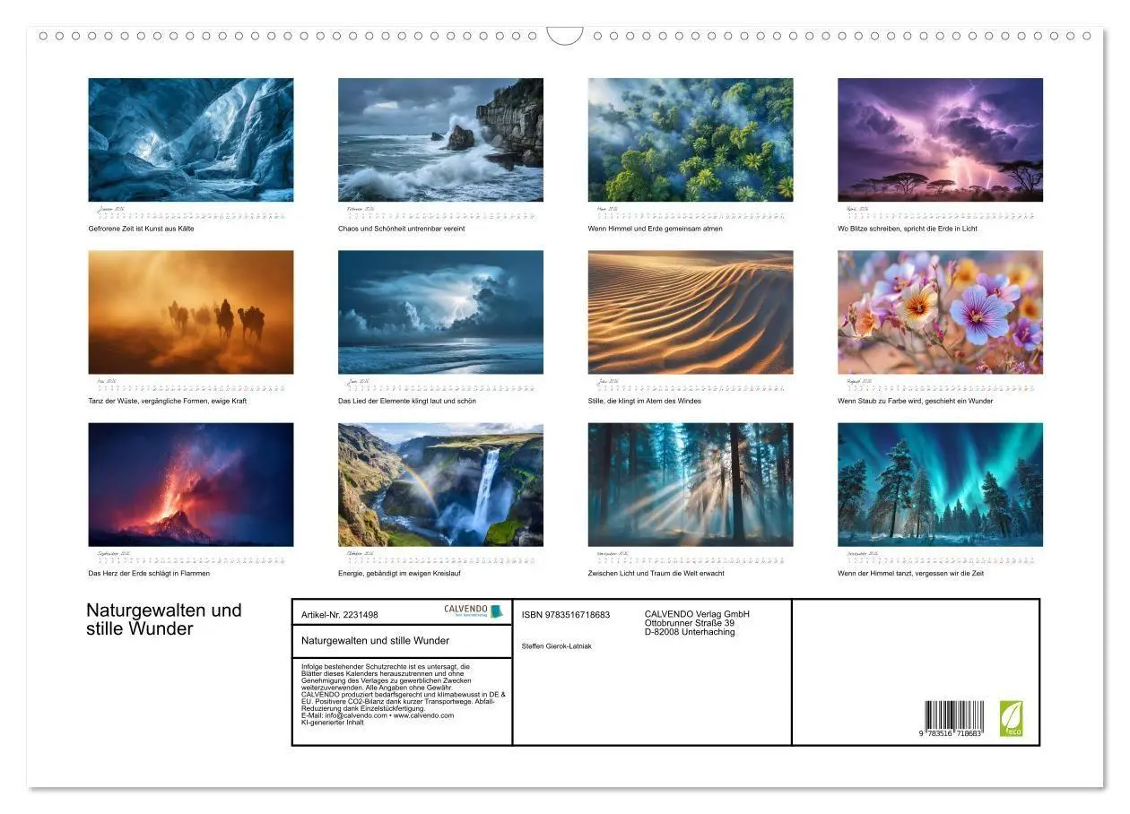 Bild: 9783516718683 | Naturgewalten und stille Wunder (Wandkalender 2026 DIN A2 quer),...