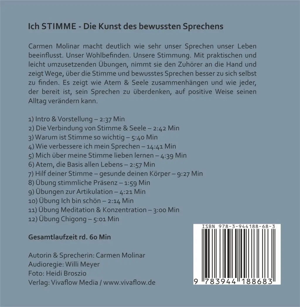 Bild: 9783944188683 | Ich STIMME | Die Kunst des bewussten Sprechens | Carmen Molinar | CD