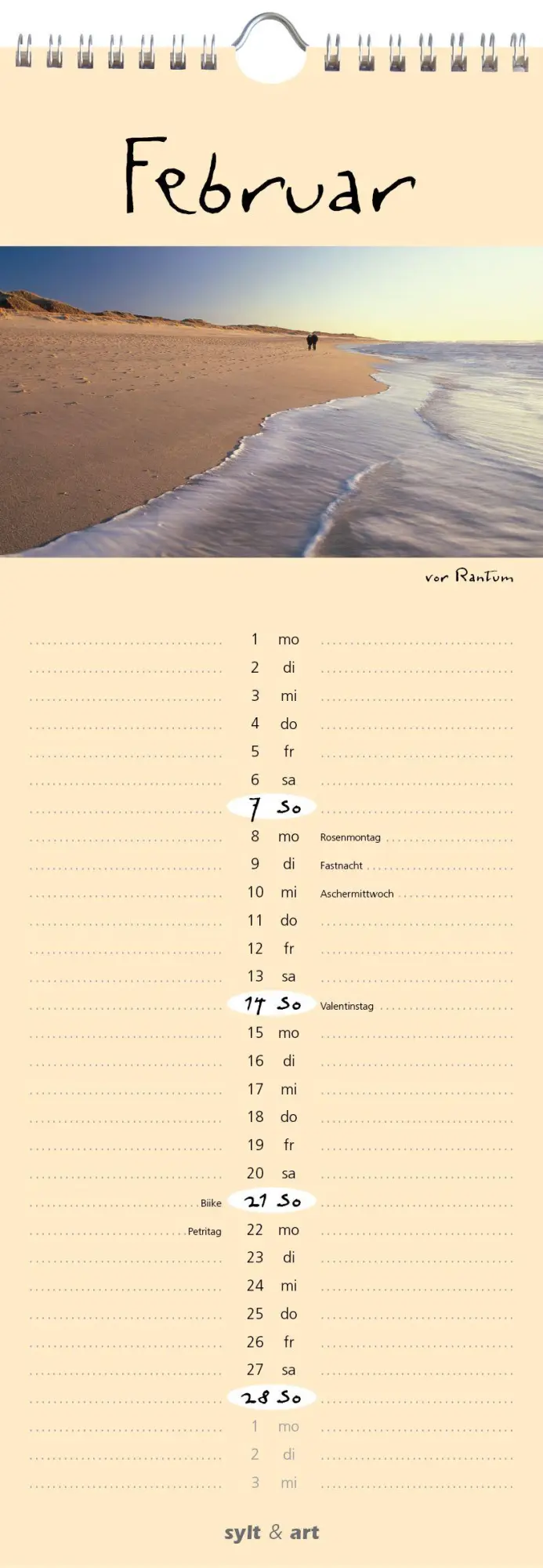 Bild: 9783944498683 | Sylt-die Insel 2027 Streifenkalender | Gernot Westendorf | Kalender