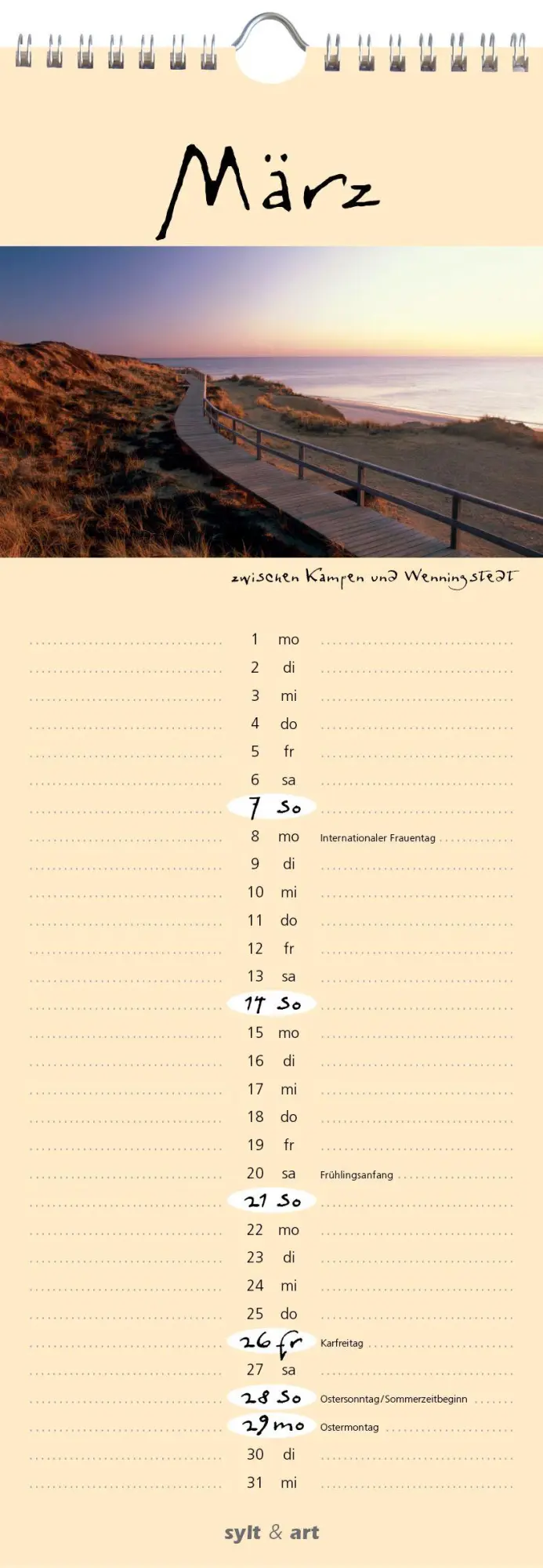 Bild: 9783944498683 | Sylt-die Insel 2027 Streifenkalender | Gernot Westendorf | Kalender