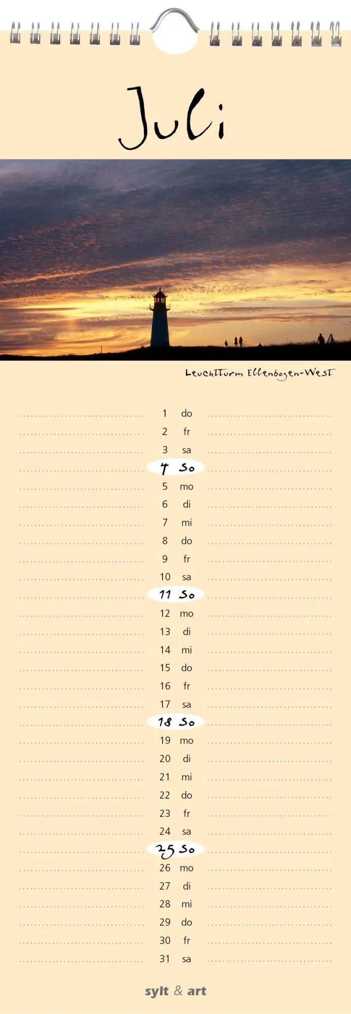 Bild: 9783944498683 | Sylt-die Insel 2027 Streifenkalender | Gernot Westendorf | Kalender