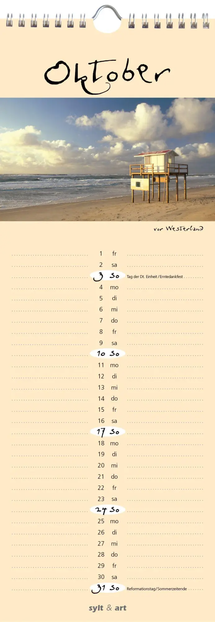 Bild: 9783944498683 | Sylt-die Insel 2027 Streifenkalender | Gernot Westendorf | Kalender