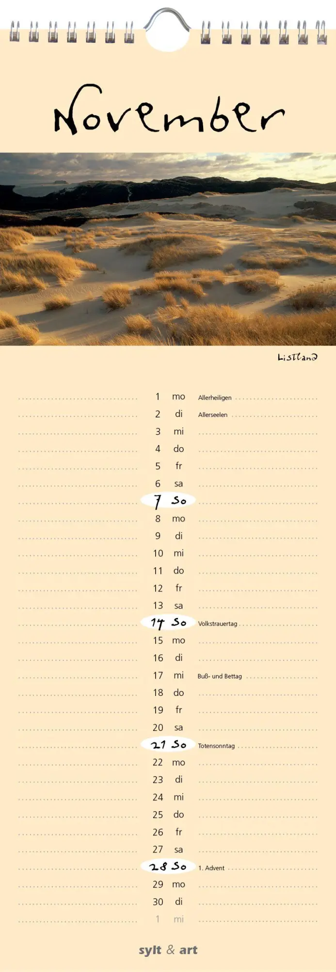 Bild: 9783944498683 | Sylt-die Insel 2027 Streifenkalender | Gernot Westendorf | Kalender