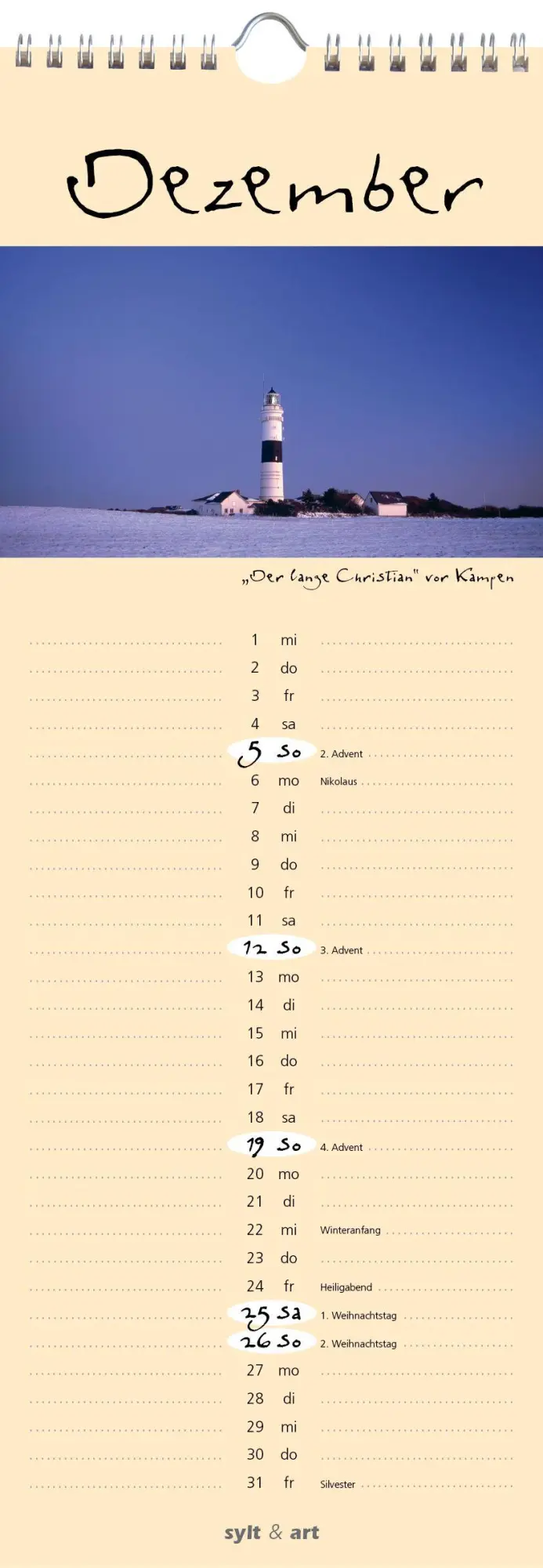 Bild: 9783944498683 | Sylt-die Insel 2027 Streifenkalender | Gernot Westendorf | Kalender