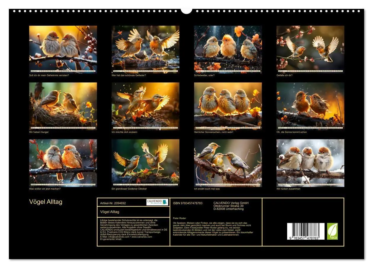 Bild: 9783457478783 | Vögel Alltag (hochwertiger Premium Wandkalender 2026 DIN A2 quer),...