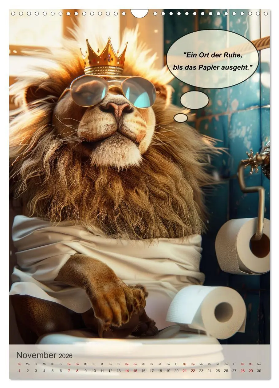 Bild: 9783516258783 | Tierisch lustiger Toilettenhumor (Wandkalender 2026 DIN A3 hoch),...