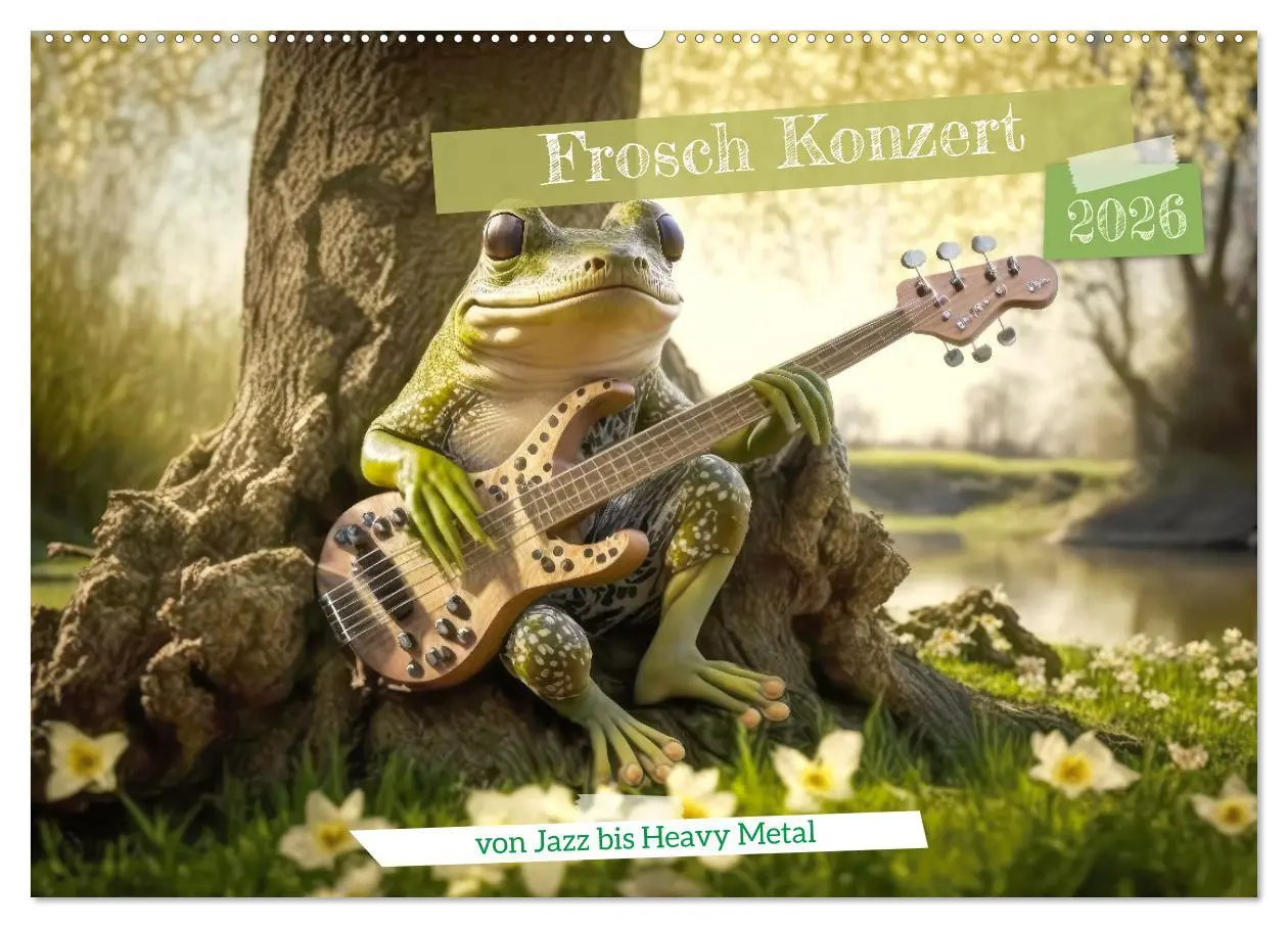 Cover: 9783457538883 | Frosch Konzert (Wandkalender 2026 DIN A2 quer), CALVENDO...