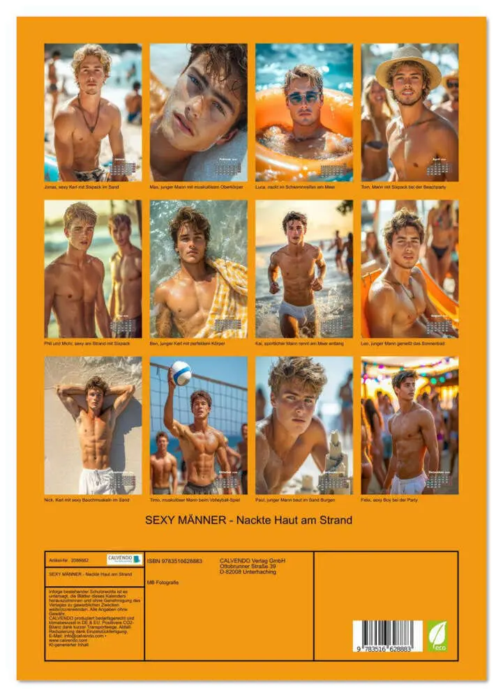 Bild: 9783516628883 | SEXY MÄNNER - Nackte Haut am Strand (Wandkalender 2026 DIN A3...