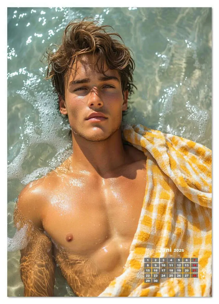 Bild: 9783516628883 | SEXY MÄNNER - Nackte Haut am Strand (Wandkalender 2026 DIN A3...