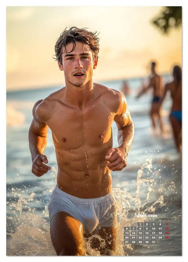 Bild: 9783516628883 | SEXY MÄNNER - Nackte Haut am Strand (Wandkalender 2026 DIN A3...