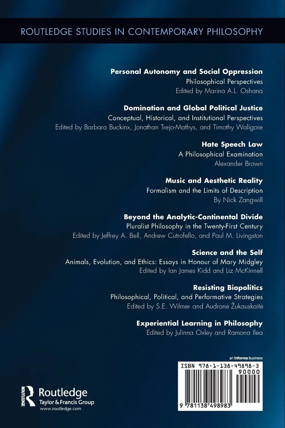 Rückseite: 9781138498983 | Experiential Learning in Philosophy | Julinna Oxley (u. a.) | Buch