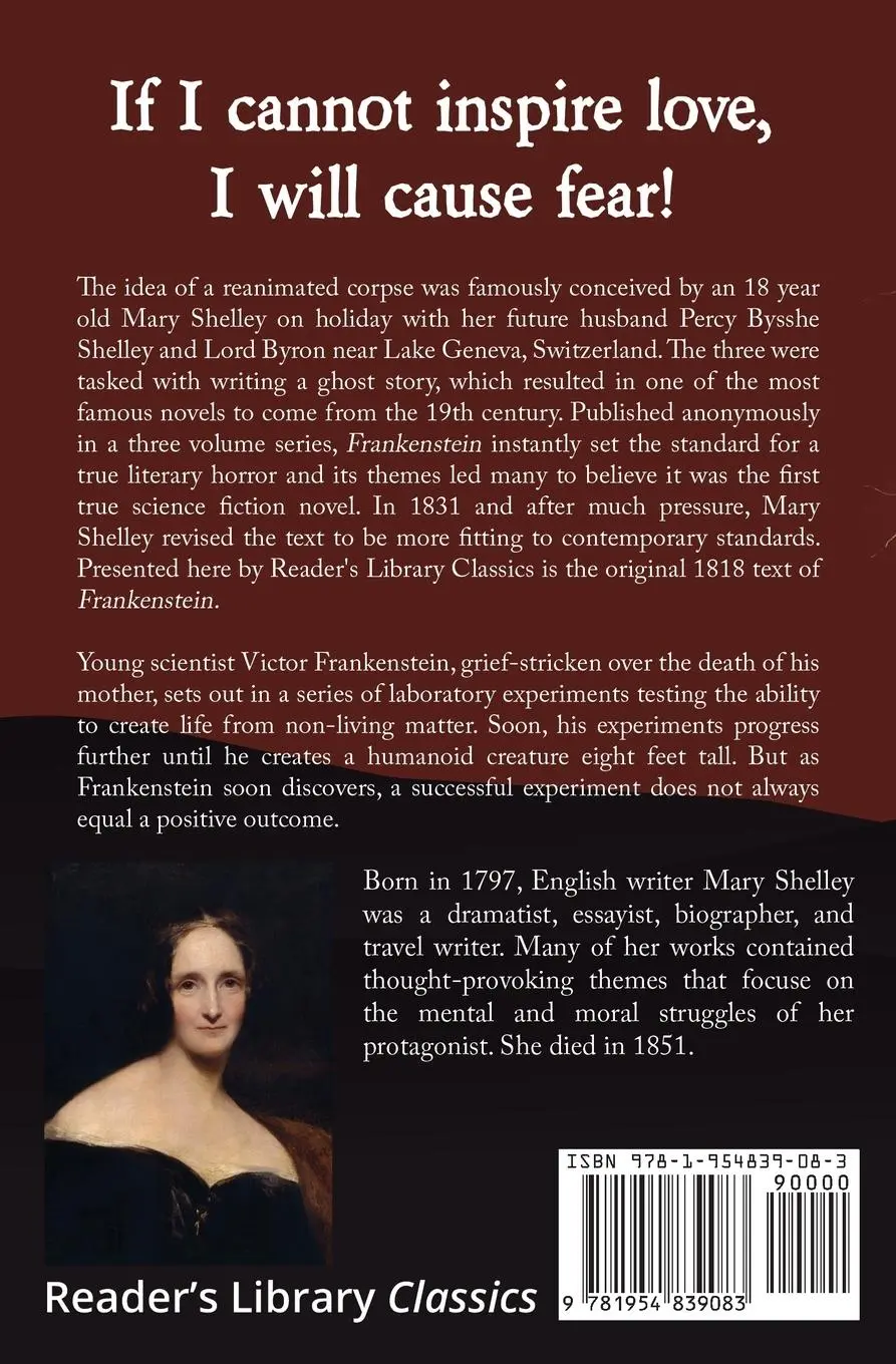 Rückseite: 9781954839083 | Frankenstein the Original 1818 Text (Reader's Library Classics) | Buch