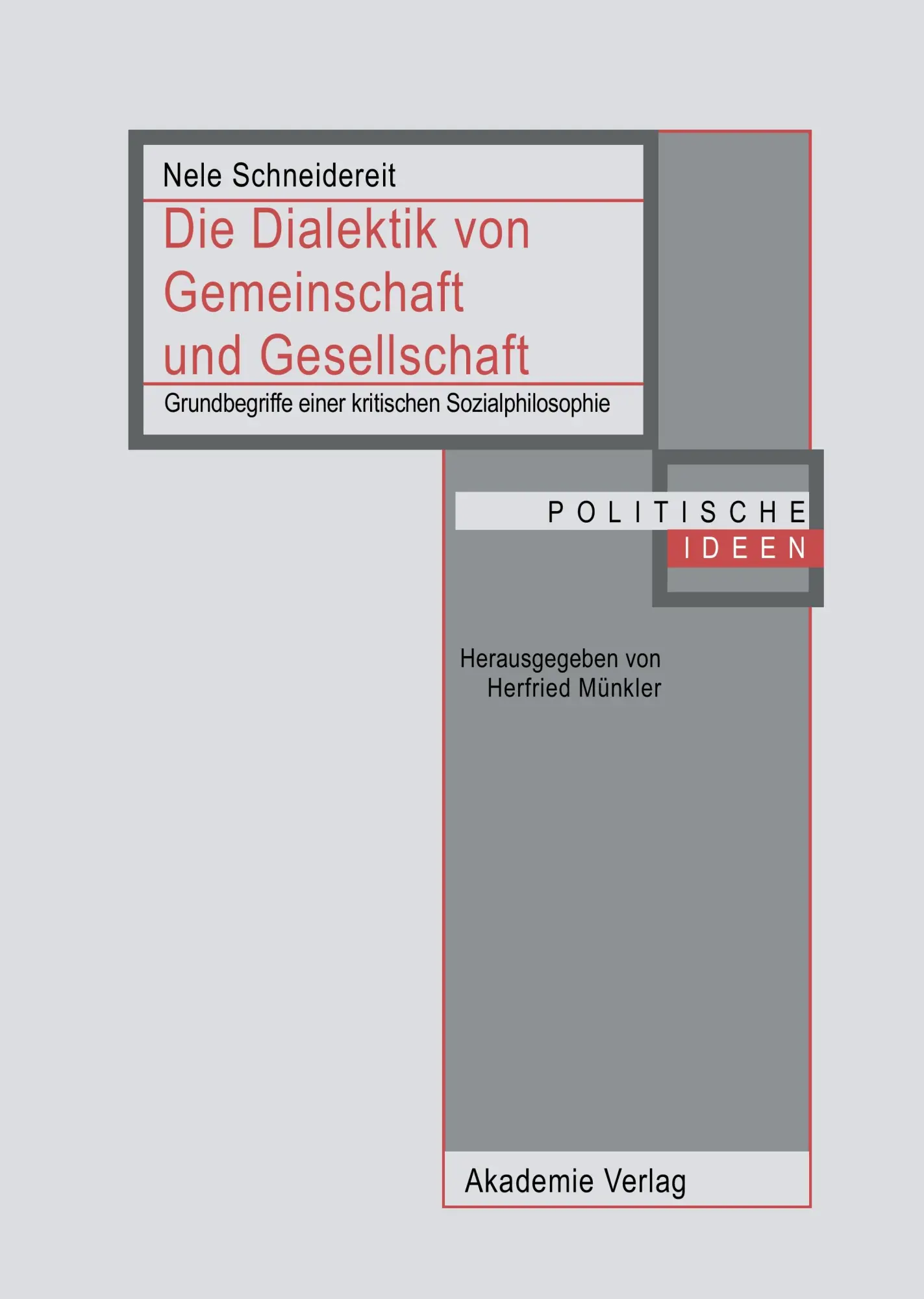 Cover: 9783050049083 | Die Dialektik von Gemeinschaft und Gesellschaft | Nele Schneidereit