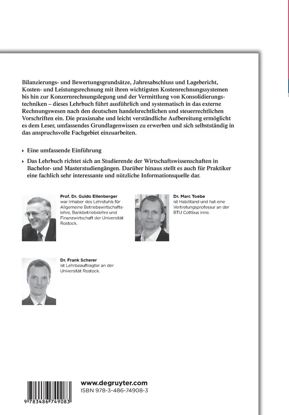 Rückseite: 9783486749083 | Betriebliches Rechnungswesen | Guido Eilenberger (u. a.) | Taschenbuch