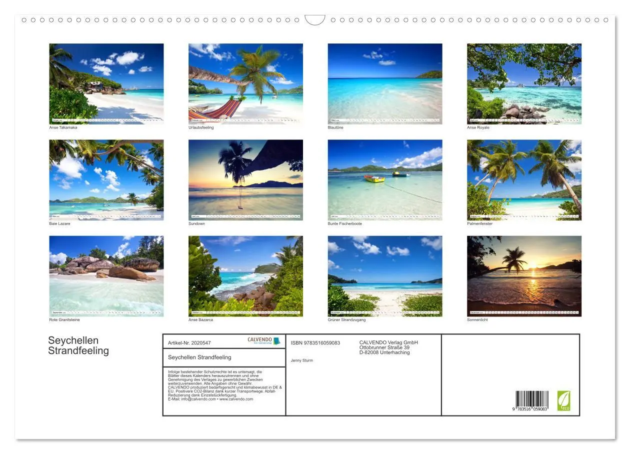 Bild: 9783516059083 | Seychellen Strandfeeling (Wandkalender 2026 DIN A2 quer), CALVENDO...
