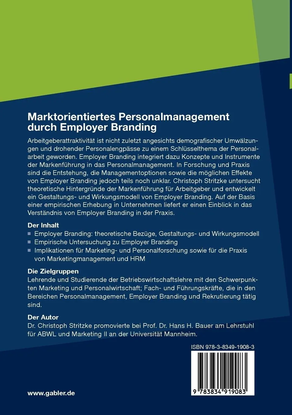 Rückseite: 9783834919083 | Marktorientiertes Personalmanagement durch Employer Branding | Buch