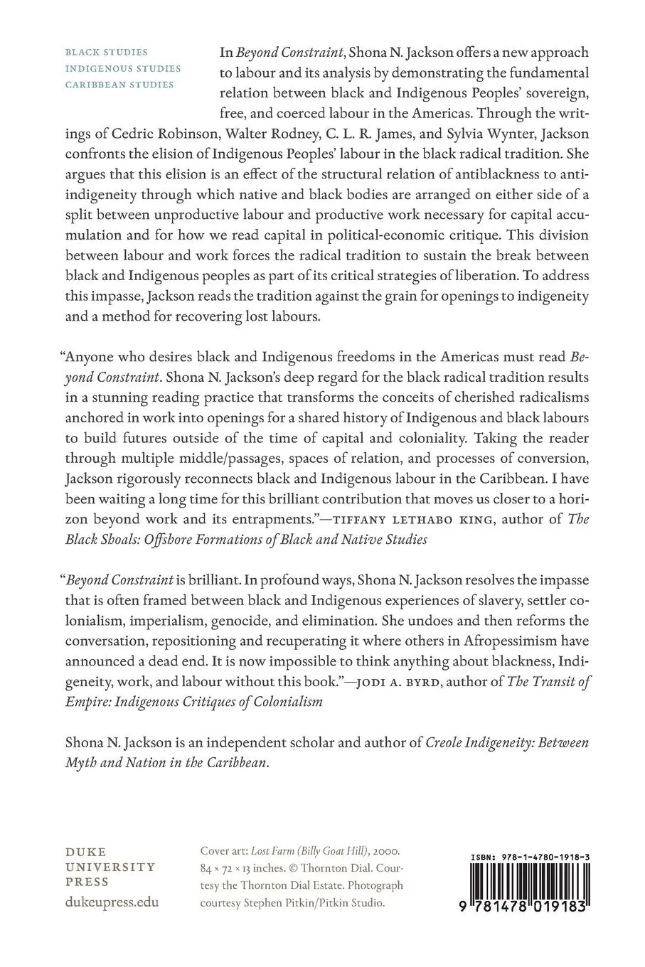 Rückseite: 9781478019183 | Beyond Constraint | Shona N. Jackson | Taschenbuch | Englisch | 2024