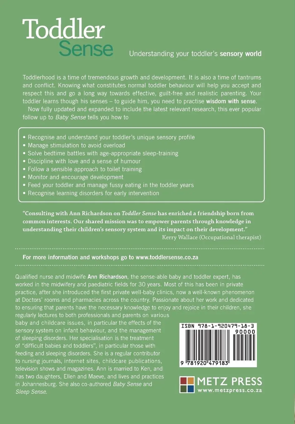 Rückseite: 9781920479183 | Toddler Sense | Ann Richardson | Taschenbuch | Englisch | 2010