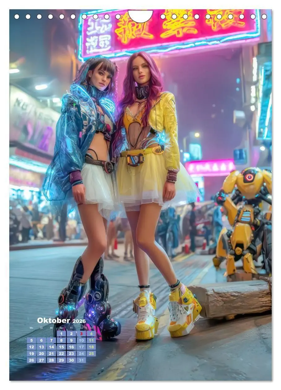 Bild: 9783516669183 | Cyberpunk Ästhetik - Neonstadt mit seinne Bewohnern (Wandkalender...