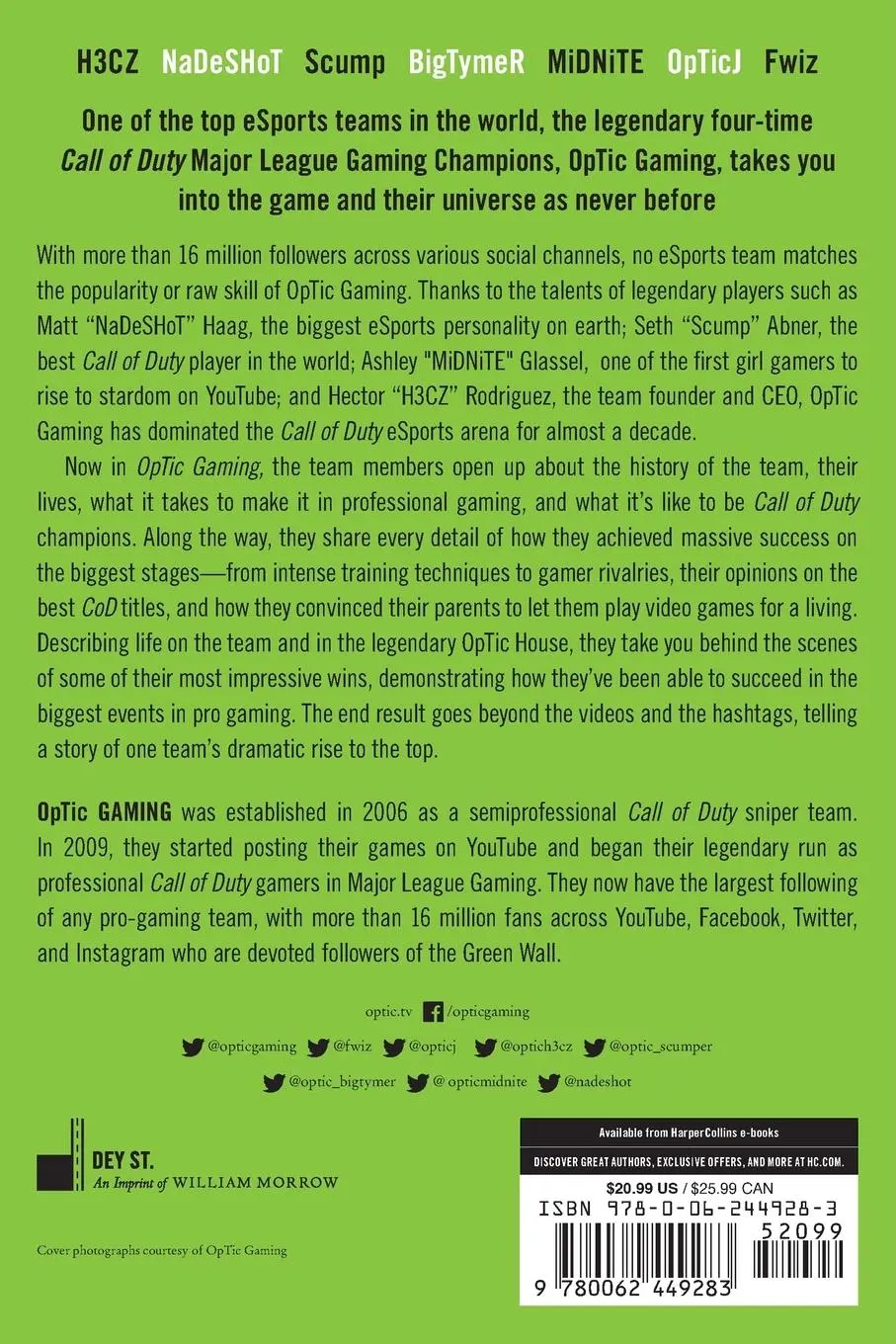 Rückseite: 9780062449283 | OpTic Gaming | H3cz | Taschenbuch | Englisch | 2023 | Dey Street Books