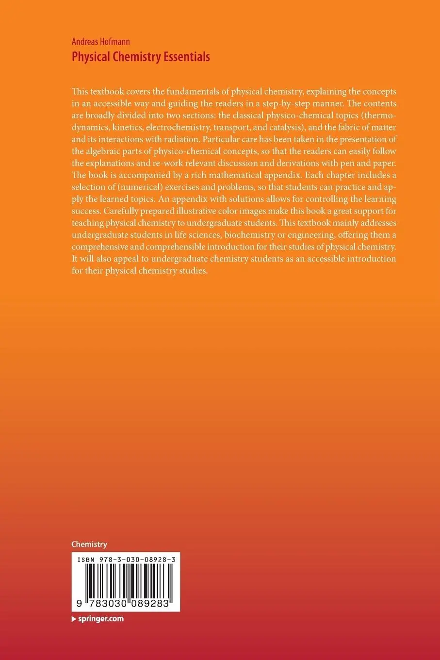 Rückseite: 9783030089283 | Physical Chemistry Essentials | Andreas Hofmann | Taschenbuch | xv