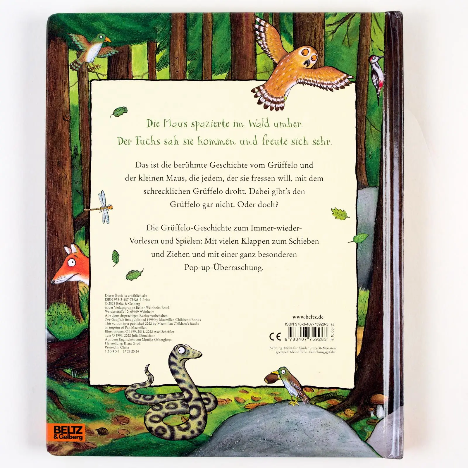 Rückseite: 9783407759283 | Der Grüffelo. Das Spiel- und Vorlesebuch | Axel Scheffler (u. a.)
