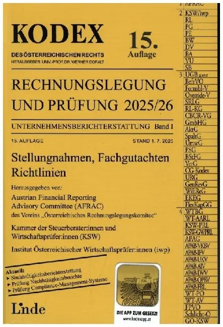 Cover: 9783707349283 | KODEX Rechnungslegung und Prüfung 2025/26 | Werner Gedlicka (u. a.)