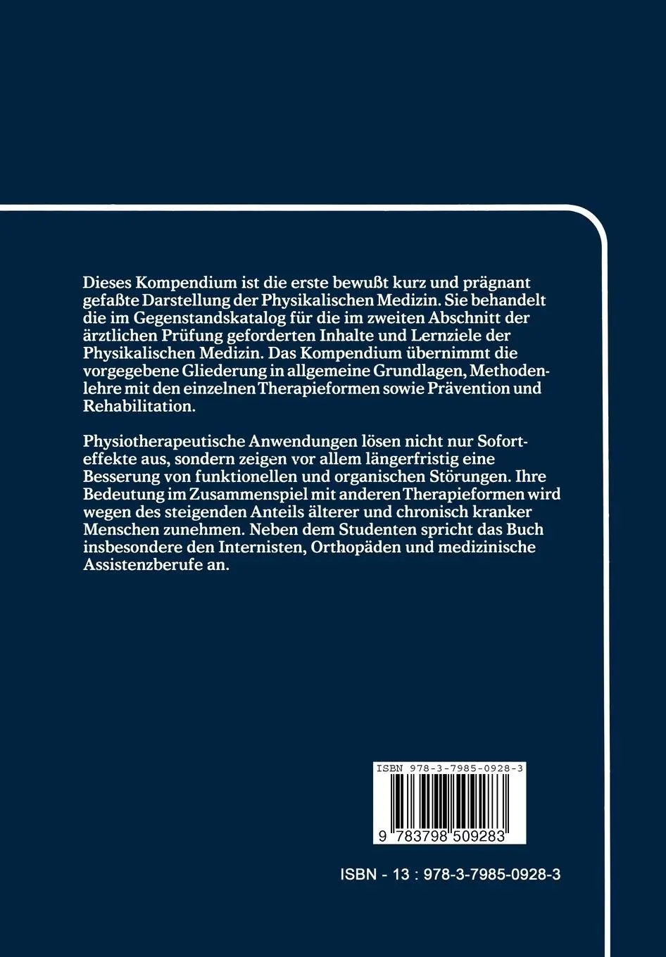Rückseite: 9783798509283 | Kompendium Physikalische Medizin | Michael N. Berliner | Taschenbuch