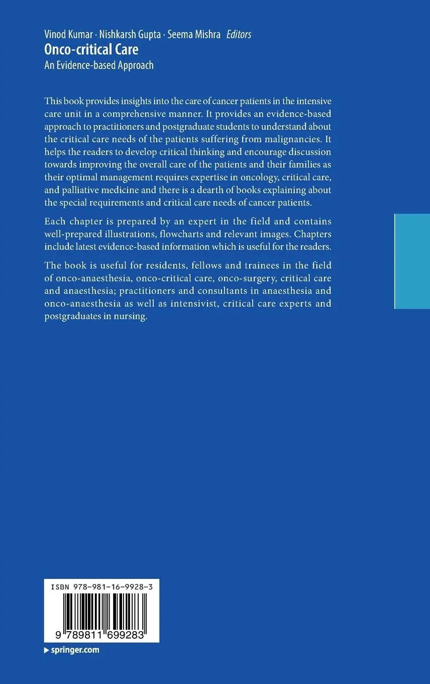 Rückseite: 9789811699283 | Onco-critical Care | An Evidence-based Approach | Vinod Kumar (u. a.)