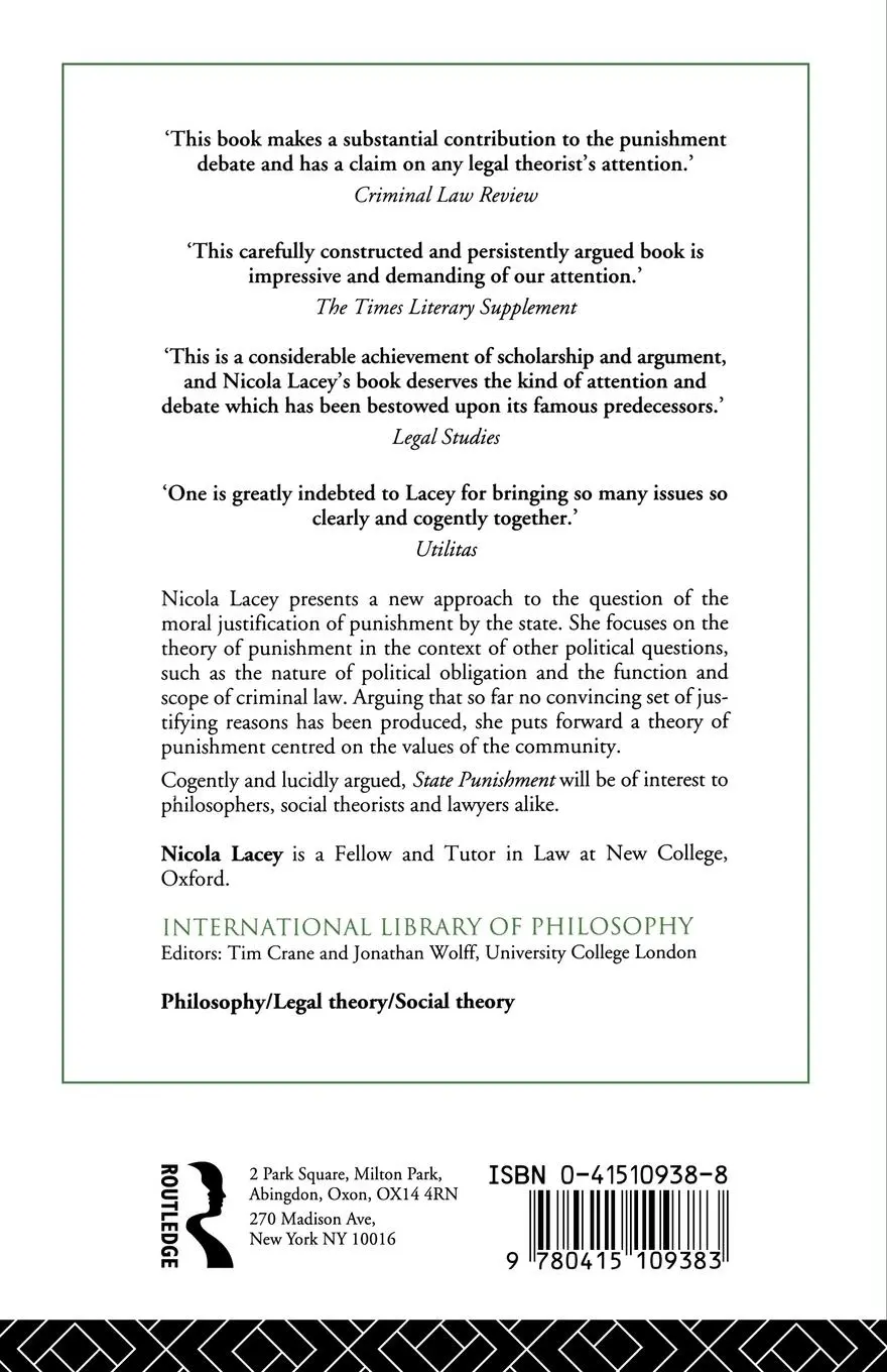 Rückseite: 9780415109383 | State Punishment | Nicola Lacey | Taschenbuch | Englisch | 1994