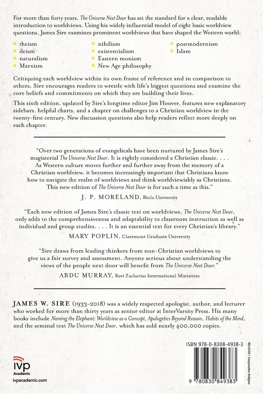Rückseite: 9780830849383 | The Universe Next Door | A Basic Worldview Catalog | James W. Sire