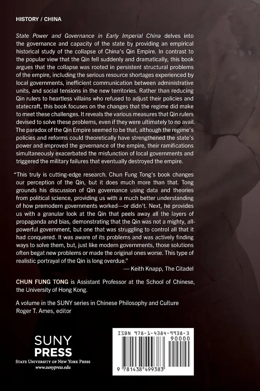 Rückseite: 9781438499383 | State Power and Governance in Early Imperial China | Chun Fung Tong