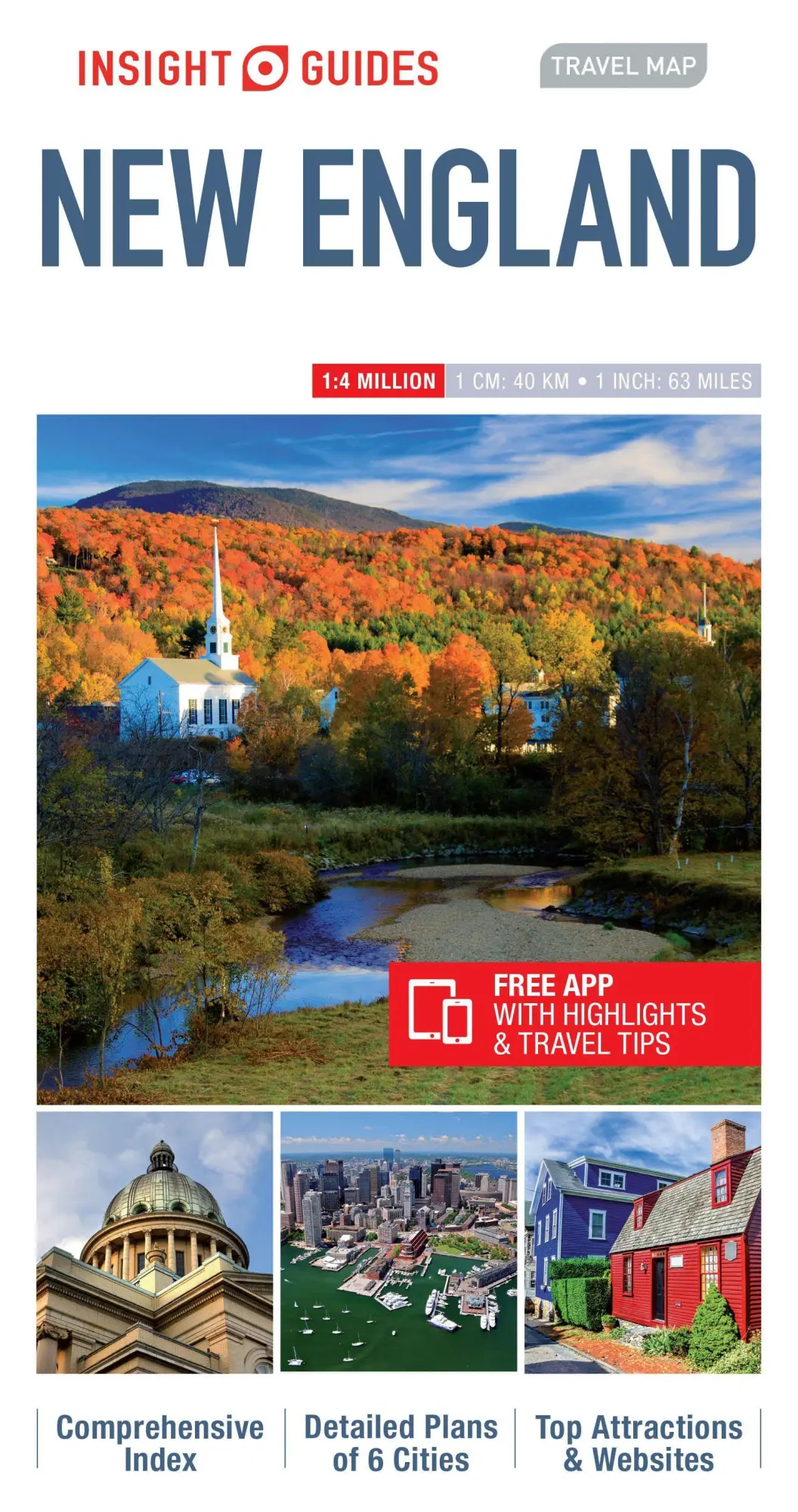 Cover: 9781789199383 | Insight Guides Travel Map New England | Insight Guides Travel Map
