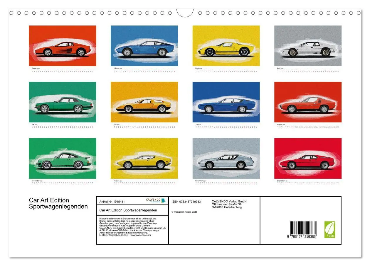 Bild: 9783457319383 | Car Art Edition Sportwagenlegenden (Wandkalender 2026 DIN A3 quer),...